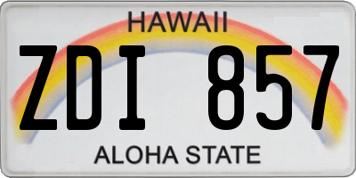 HI license plate ZDI857