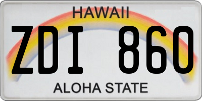 HI license plate ZDI860