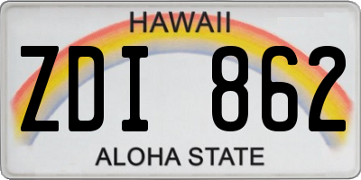 HI license plate ZDI862
