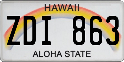 HI license plate ZDI863