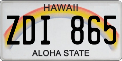 HI license plate ZDI865