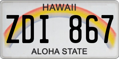 HI license plate ZDI867