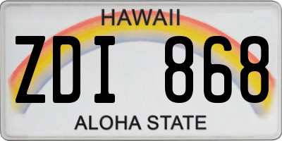 HI license plate ZDI868
