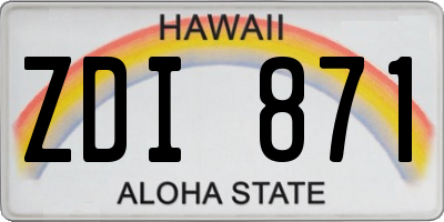 HI license plate ZDI871