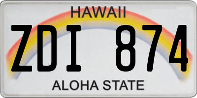 HI license plate ZDI874