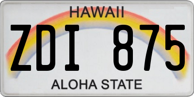 HI license plate ZDI875