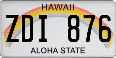 HI license plate ZDI876