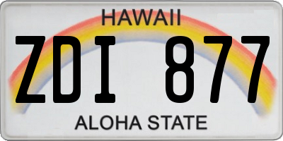 HI license plate ZDI877