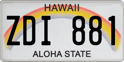 HI license plate ZDI881