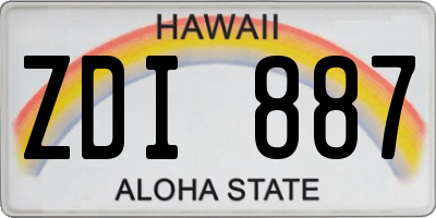 HI license plate ZDI887