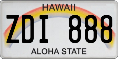 HI license plate ZDI888