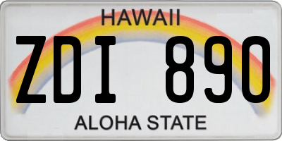 HI license plate ZDI890