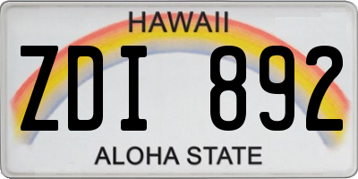 HI license plate ZDI892