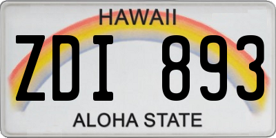 HI license plate ZDI893