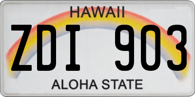 HI license plate ZDI903