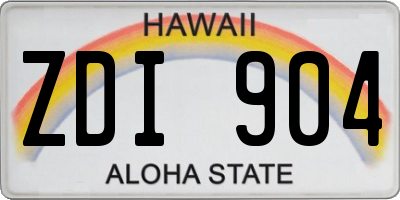 HI license plate ZDI904