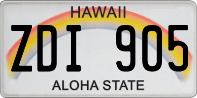 HI license plate ZDI905