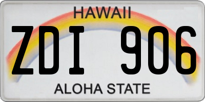 HI license plate ZDI906