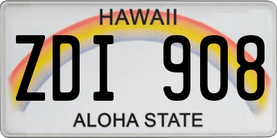 HI license plate ZDI908
