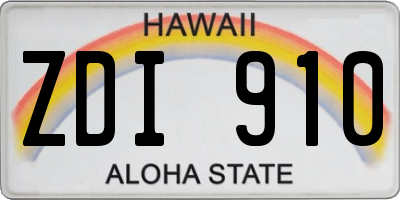 HI license plate ZDI910