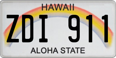 HI license plate ZDI911