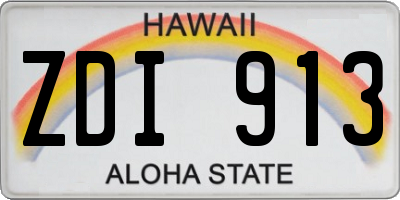 HI license plate ZDI913