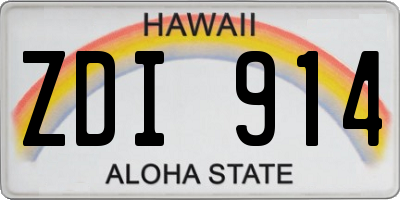HI license plate ZDI914
