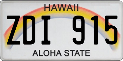 HI license plate ZDI915