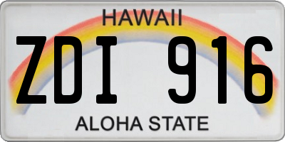 HI license plate ZDI916