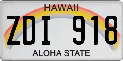 HI license plate ZDI918