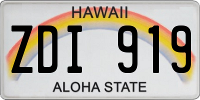 HI license plate ZDI919