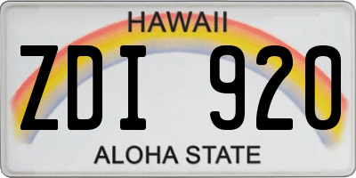 HI license plate ZDI920
