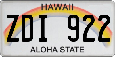 HI license plate ZDI922