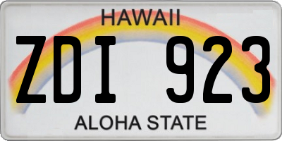 HI license plate ZDI923