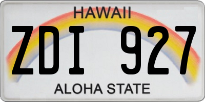 HI license plate ZDI927