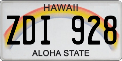 HI license plate ZDI928