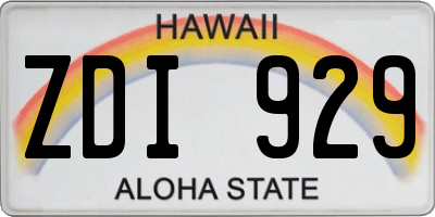 HI license plate ZDI929