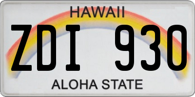 HI license plate ZDI930