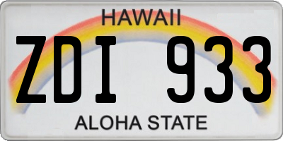 HI license plate ZDI933