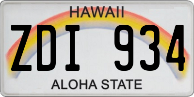 HI license plate ZDI934