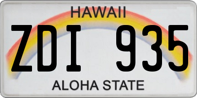 HI license plate ZDI935
