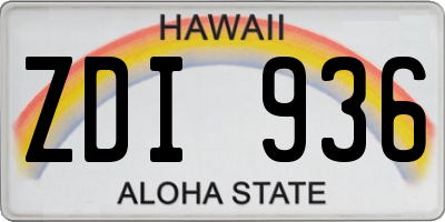 HI license plate ZDI936