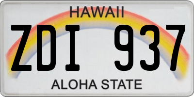 HI license plate ZDI937