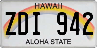 HI license plate ZDI942