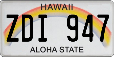 HI license plate ZDI947
