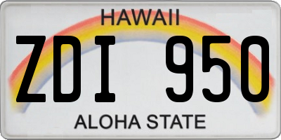 HI license plate ZDI950