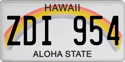 HI license plate ZDI954