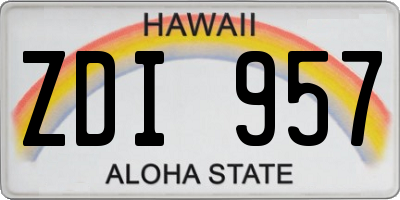 HI license plate ZDI957