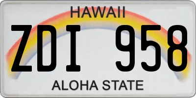 HI license plate ZDI958