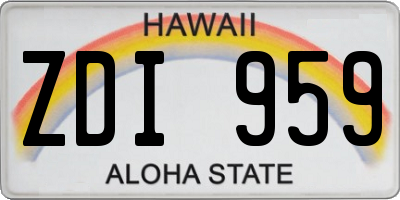 HI license plate ZDI959